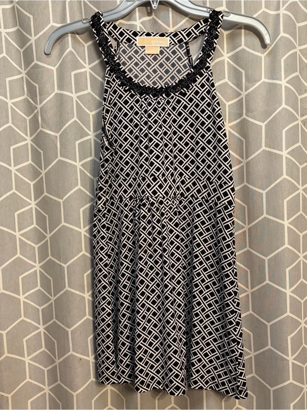 Michael Kors Black and White Geometric Sleeveless Tunic